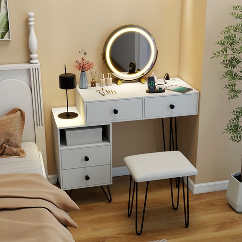 Table set mirror and lights - w/mirror,
