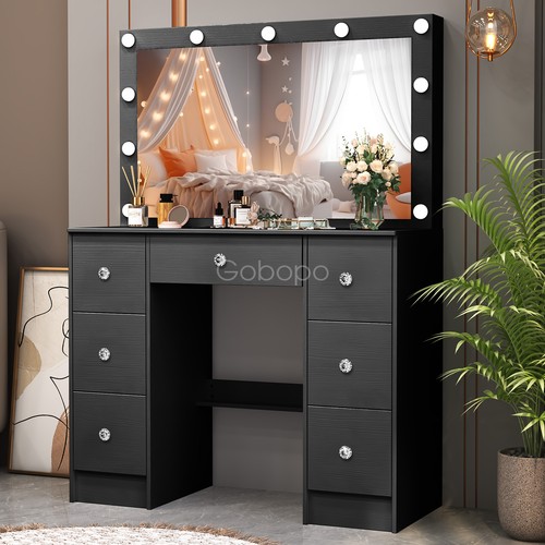 Black dressing table with - table,