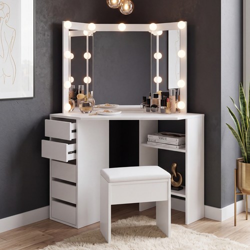 Corner vanity makeup dressing - vanity,