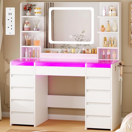 Large dressing table with led - large,