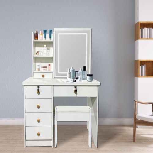 Dressing table with mirror - table, and