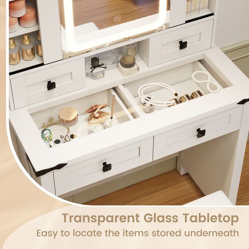 Table stool set mirror and - stool,