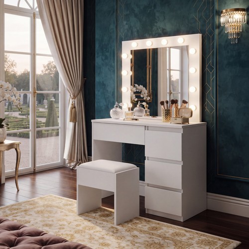 Dressing table with mirror - with, led